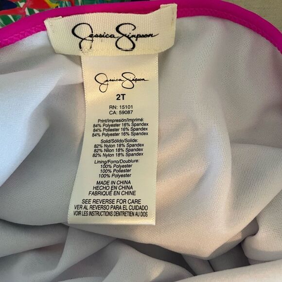 Jessica Simpson Floral One Piece Swimsuit with Pink Accents Size 2T - Picture 3 of 4